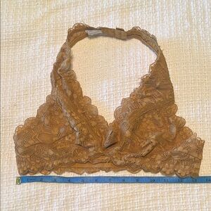 Wishlist Mustard/Tan Lace Bralette with Halter Neckline